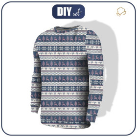 MEN’S SWEATSHIRT (OREGON) - REINDEERS PAT. 3 / dark blue (NORWEGIAN PATTERNS) - sewing set