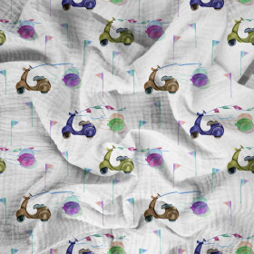 SCOOTERS (COLORFUL TRANSPORT) - Cotton muslin
