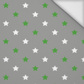DIAGONAL GREEN STARS / grey - looped knit 