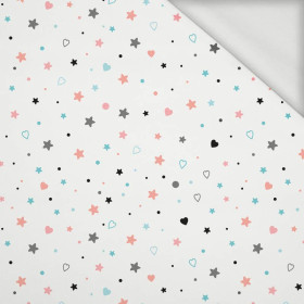 STARS AND HEARTS (PASTEL SKY) - looped knit fabric