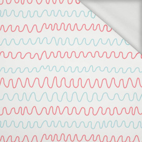 PASTEL DOODLES / mint - salmon pink (PASTEL SKY) - looped knit fabric