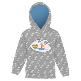 KID'S HOODIE (ALEX) - SHIPS pat. 2 / white (ADVENTURE BEGINS) - sewing set