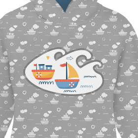 KID'S HOODIE (ALEX) - SHIPS pat. 2 / white (ADVENTURE BEGINS) - sewing set