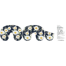 NECK PILLOW - DAISIES PAT. 2 / dark blue - sewing set