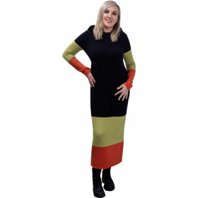 PANEL emery sweater knit. 140x180cm - STRIPES BLACK-BRICK-LIME 