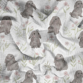 GREY BUNNIES pat. 3 (PASTEL BUNNIES) - Cotton muslin