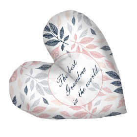DECORATIVE PILLOW HEART - The best grandmother in the world / PASTEL LEAVES