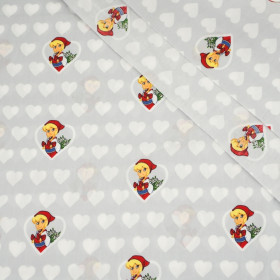 LITTLE RED RIDING HOOD HEARTS / light grey - Cotton woven fabric