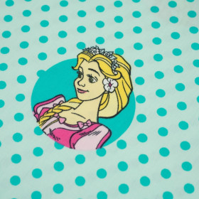 CINDERELLA DOTS / aqua  - Cotton woven fabric