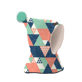 Kid’s hood cap sewing set  - TRIANGLES / salmon pink - mint