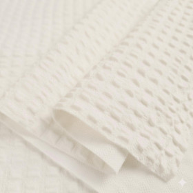 Cotton Waffle Knit Fabric - Cloud Dancer/ ECRU (D-02) 