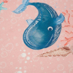 WHALES / bubbles (MAGICAL OCEAN) / pink - looped knit fabric