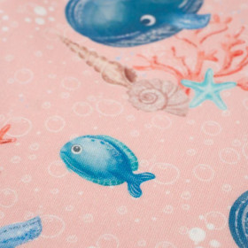 WHALES / bubbles (MAGICAL OCEAN) / pink - single jersey with elastane 