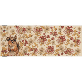 SQUIRREL STEAMPUNK FOREST - PANORAMIC PANEL (60cm X 140cm)  Cotton muslin