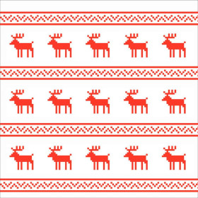 CUSHION PANEL - REINDEERS / red stripes