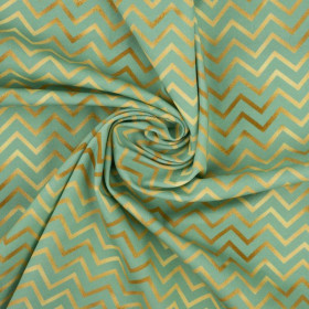 GOLDEN ZIGZAGS (GOLDEN OCEAN) / mint - looped knit fabric