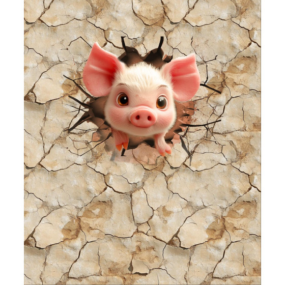 ANIMALS CRACKED wz.5 (piggy) - panel (60cm x 50cm) Panama 220g
