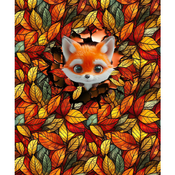ANIMALS CRACKED wz.7 (FOX)- panel (60cm x 50cm) Upholstery velour