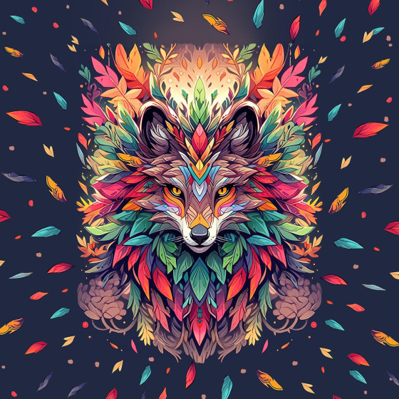 ANIMALS MANDALA wz.1 (fox) - panel (60cm x 50cm) 