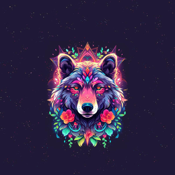ANIMALS MANDALA wz.6 (bear) - panel (60cm x 50cm) 
