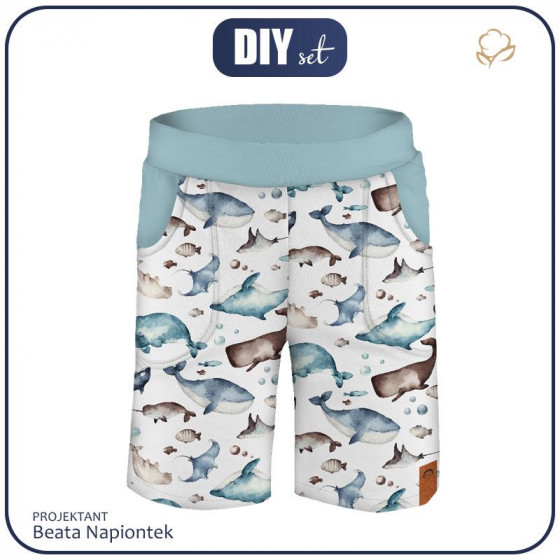 KID`S SHORTS (RIO) - OCEAN MIX (THE WORLD OF THE OCEAN) - looped knit fabric 