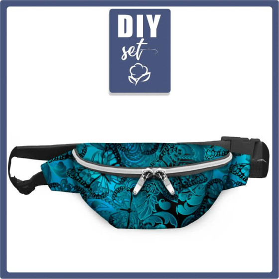 HIP BAG - LACE BUTTERFLIES (blue) / Choice of sizes