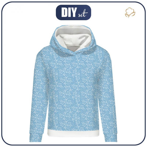 CLASSIC WOMEN’S HOODIE (POLA) - FROSTED TWIGS (ENCHANTED WINTER) - looped knit fabric 