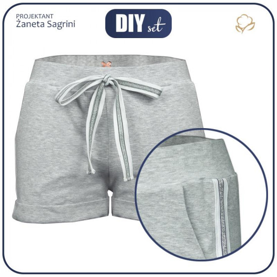Women’s shorts - melange light grey L-XL