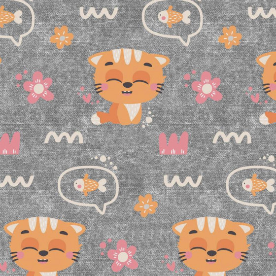 CATS AND FISH / flowers (CATS WORLD ) / ACID WASH GREY 