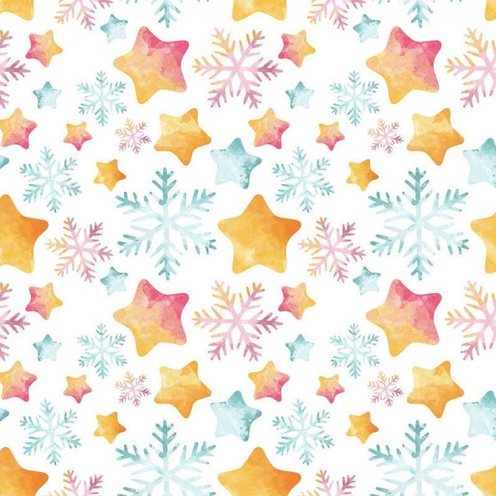 COLORFUL STARS AND SNOWFLAKES (CHRISTMAS PENGUINS)