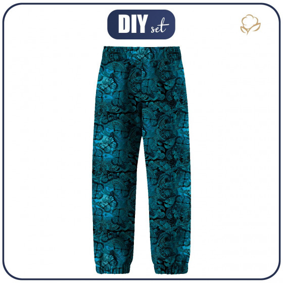 CHILDREN'S SOFTSHELL TROUSERS (YETI) - LACE BUTTERFLIES / blue