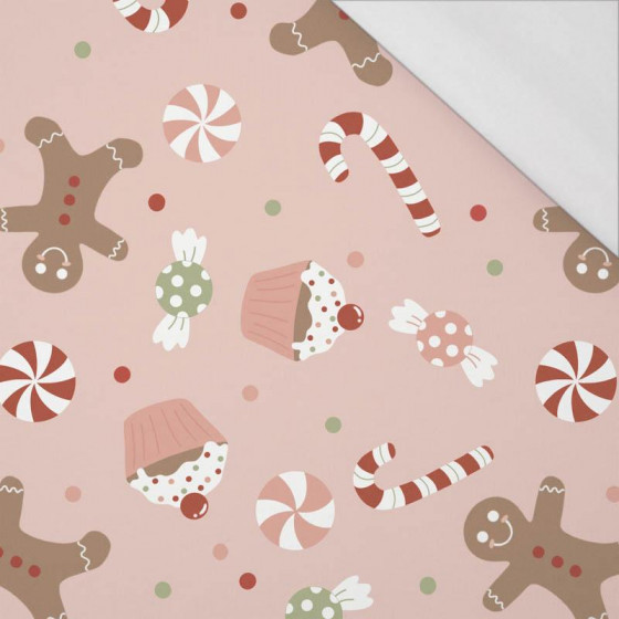 CHRISTMAS CANDIES (CHRISTMAS GINGERBREAD) / dusky pink - single jersey with elastane 