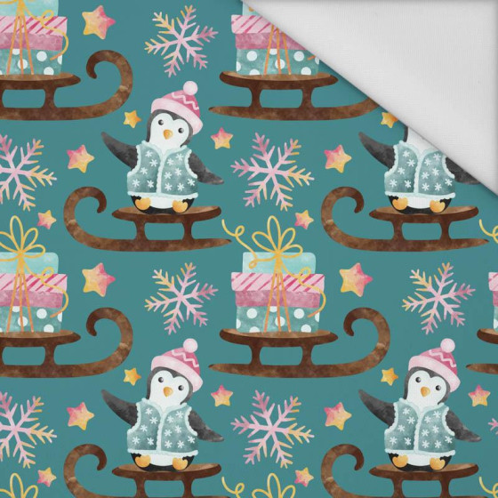 PENGUINS / SLEIGH (CHRISTMAS PENGUINS) - Waterproof woven fabric