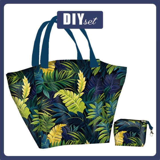 XL bag with in-bag pouch 2 in 1 - GREEN LEAVES wz.2 - sewing set