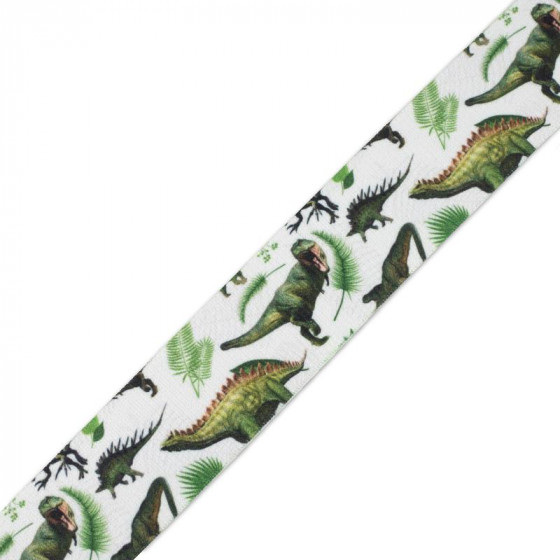 Woven printed elastic band - DINO PLANTS / Choice of sizes