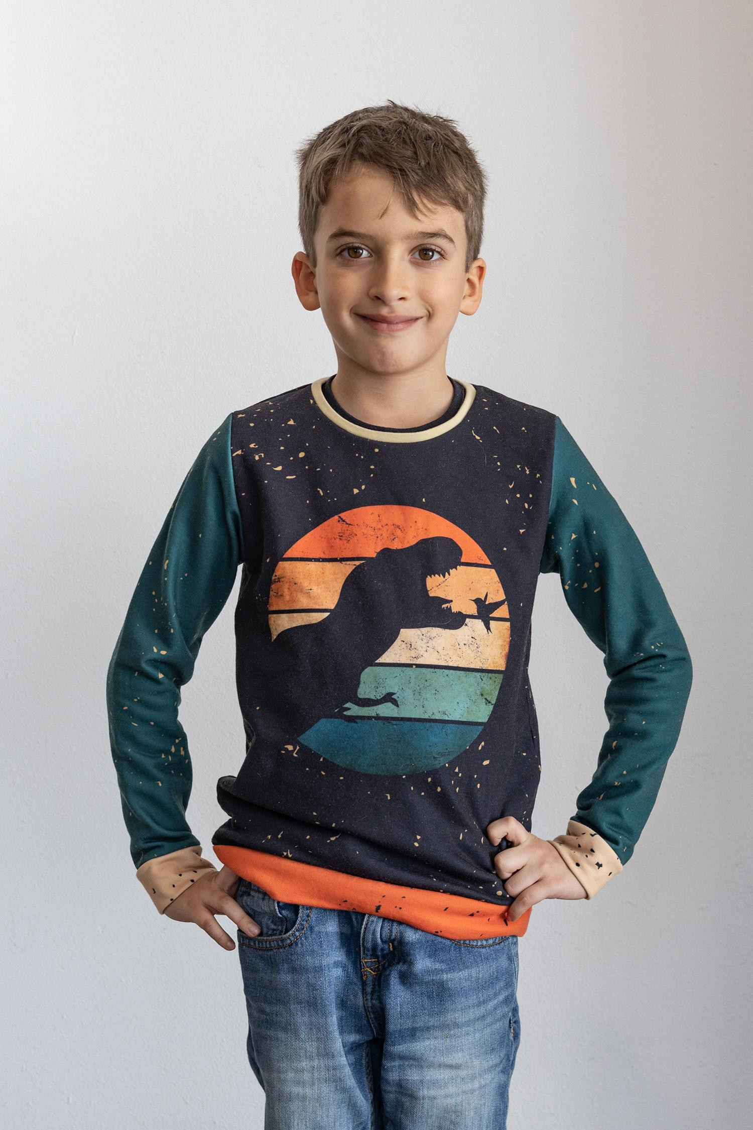 KINDER SWEATSHIRT (NOE) - TYRANNOSAURUS M. 2 / schwarz - Sommersweat mit Elastan ITY
