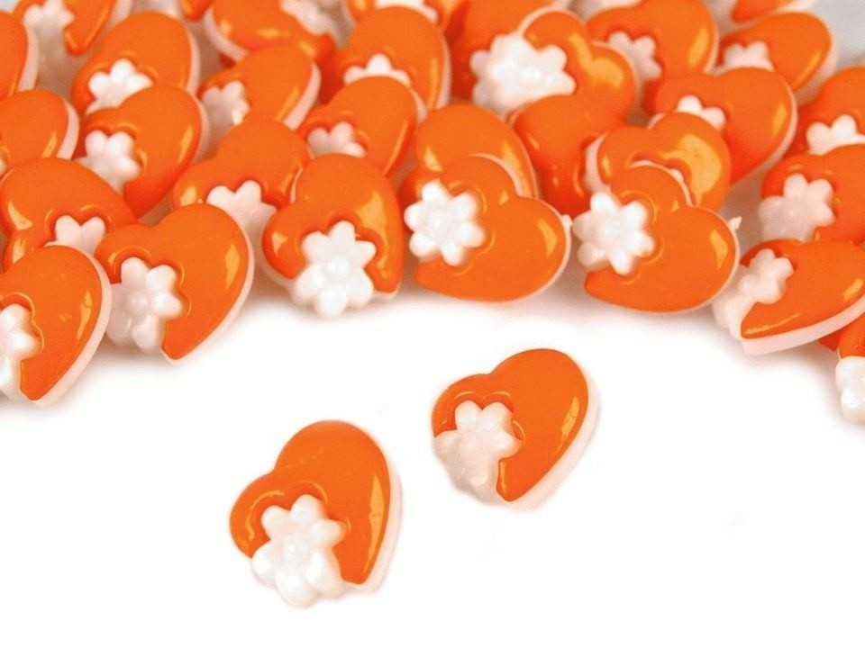 Kinderknopf Herzchen Orange