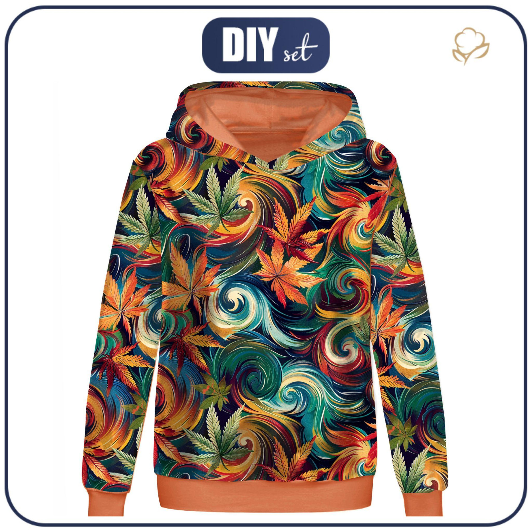CLASSIC DAMEN HOODIE (POLA) - Hemp leaves WZ. 1 - Nähset