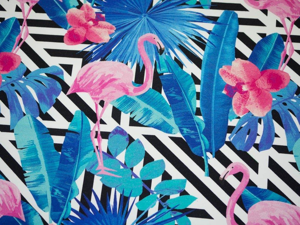 TROPISCHE FLAMINGOS - Viskose-Jersey WE210
