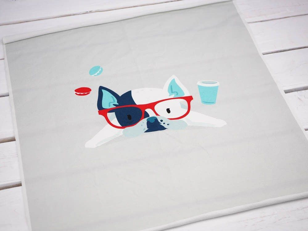 Hund mit Brille (J'adore Paris) / aqua - Paneel Single Jersey TE210