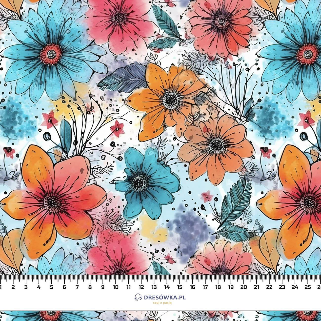 AQUARELL BLUMEN Ms. 5 - Bamboo fabric 170g