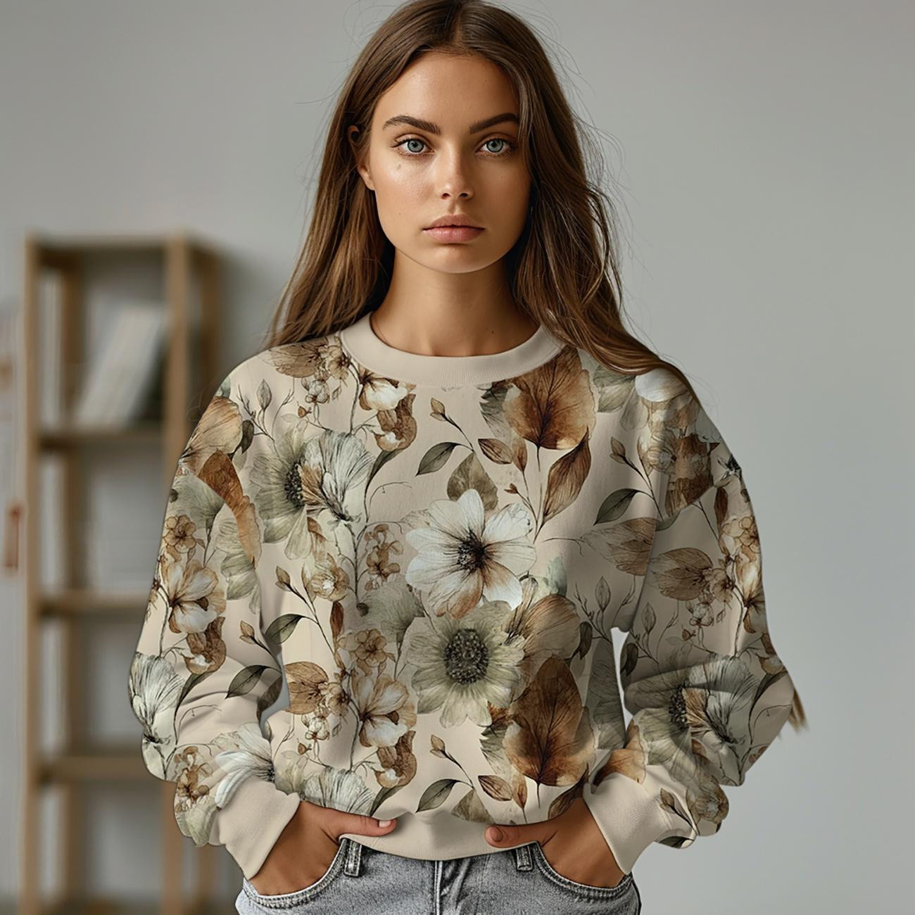 AUTUMN FLOWERS wz.22 - Wintersweat angeraut mit Elastan ITY