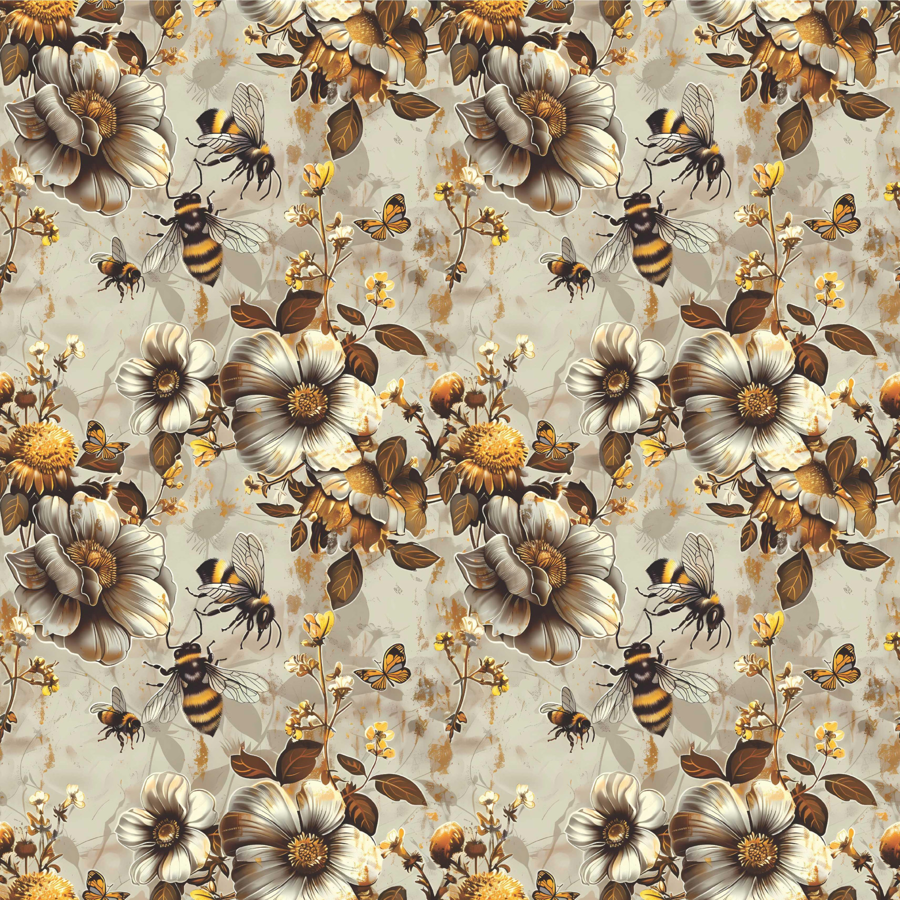 BEES & FLOWERS - Krepp