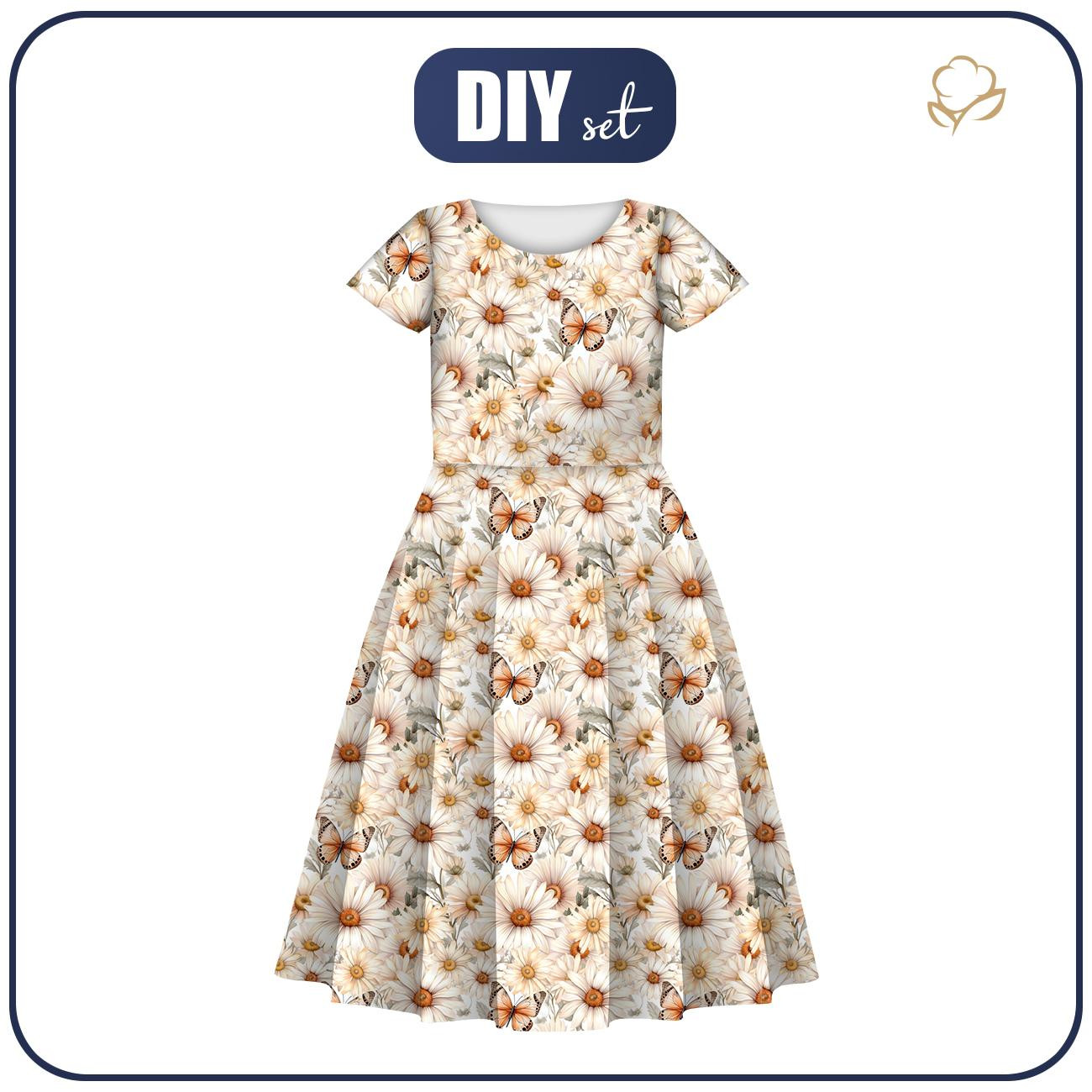 KINDER KLEID "MIA" - Butterfly & Flowers wz.4 - Nähset