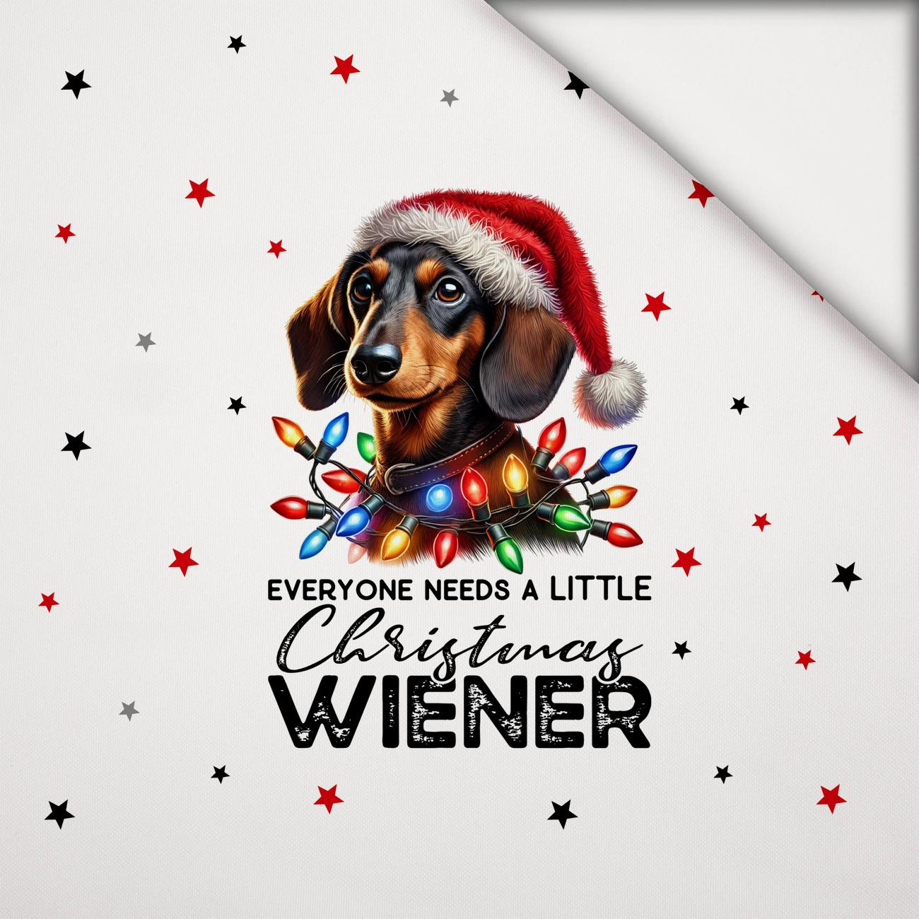 CHRISTMAS DOG M. 4 - Paneel (60cm x 50cm) leichte Maschenware angeraut