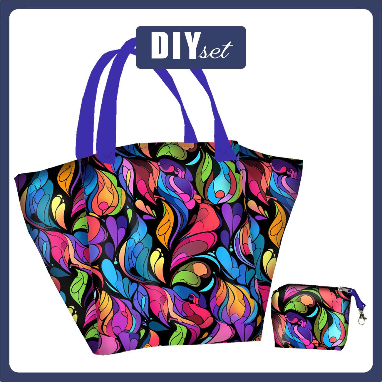 XL Tasche mit Utensilientasche 2 in 1 - COLORFUL ABSTRACT - Nähset