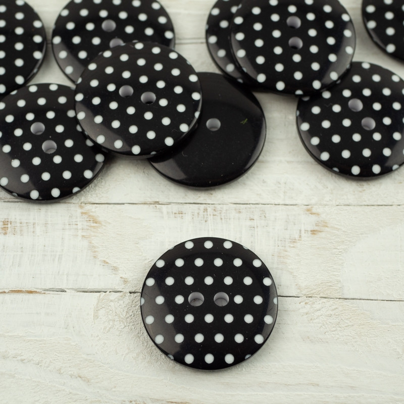 Kunststoffknopf mit Punkten groß - schwarz