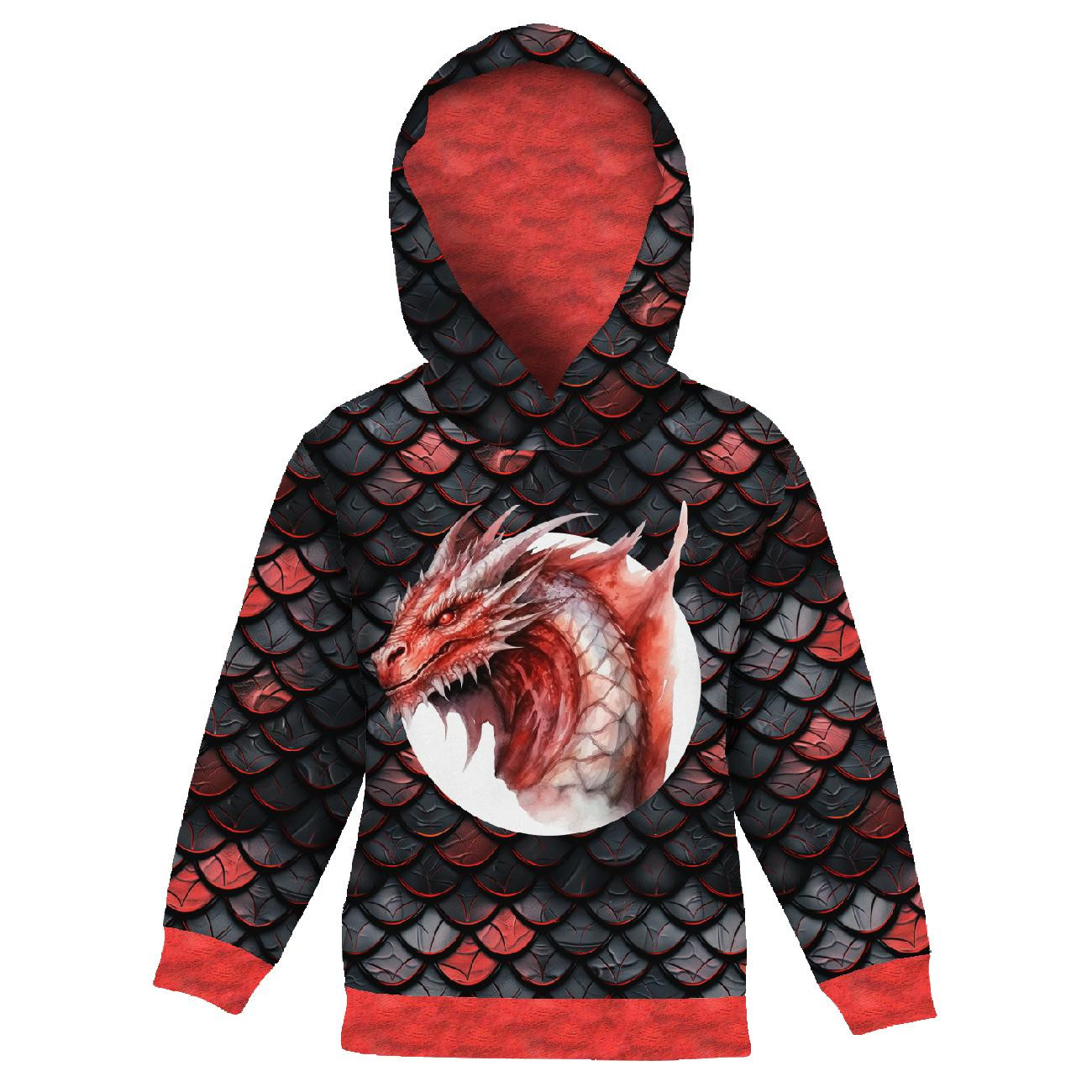 KINDER HOODIE (ALEX) - dragon ROTE - Nähset