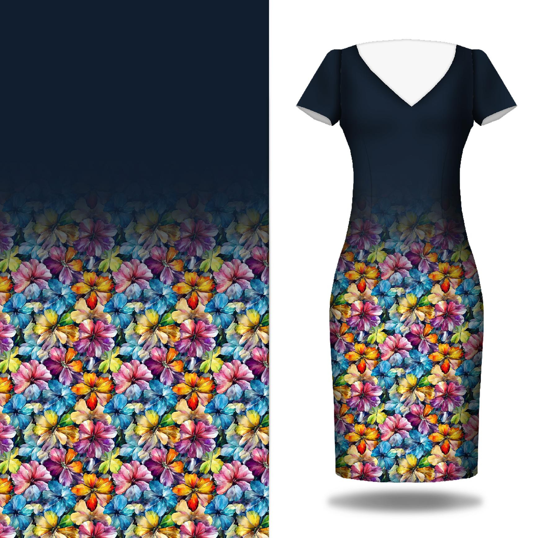 AQUARELL BLUMEN Ms. 8 - Kleid-Panel krepp