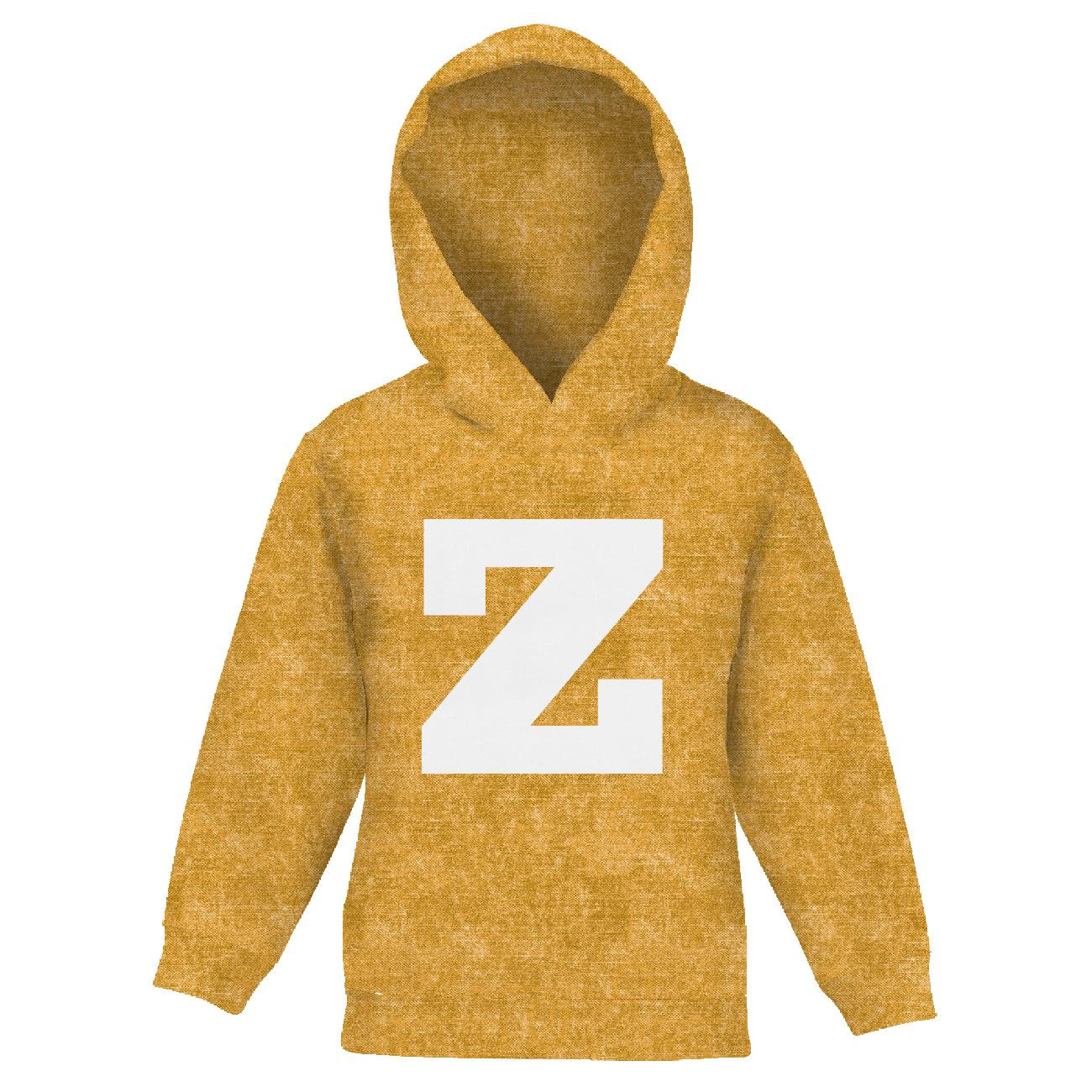 KINDER HOODIE (ALEX) - "Z" / acid wash senf - Sommersweat